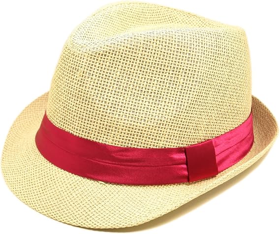 TrendsBlue Classic Natural Fedora Straw Hat Band Available