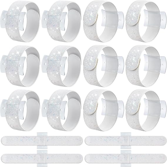 12 Pcs Corsage Wristlet Bracelet Slap Slaplet Bands, White