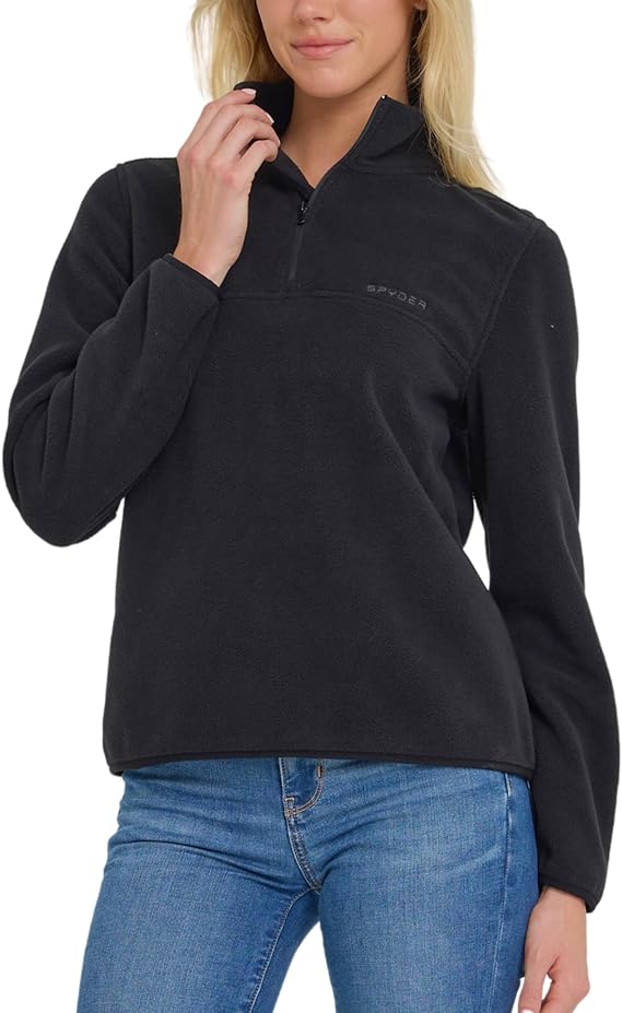 Spyder Fleece Pullover Women Soft Quarter Zip Warm Lightweight Long Sleeve Sweater Top for Fall Winter Casual Wear