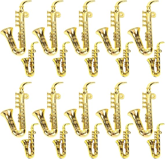 VOSAREA 20pcs Musical Instruments Ornaments Miniature Music Saxophone Brass Saxophone Photo Props Christmas Tree Mini Model Pendants Hanging Decoration for Christmas DIY Wreath Party