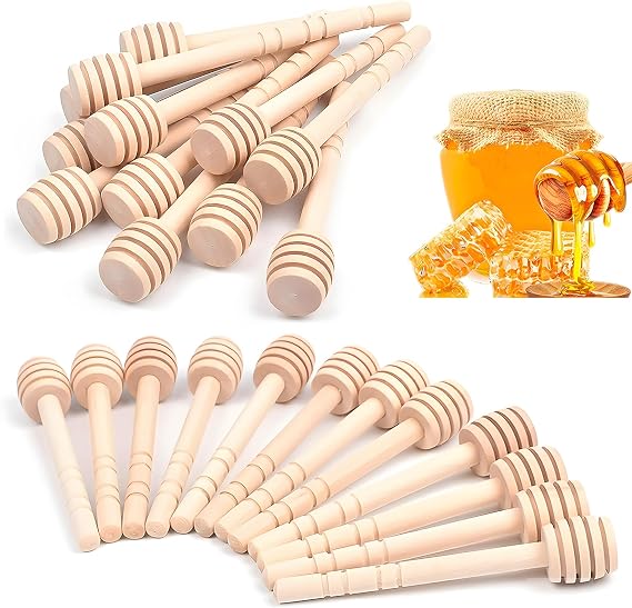 24 Pack Wooden Honey Dipper Sticks Honeycomb Stick, 4 Inch Mini Honey Stirrer Stick, for Honey Jar Dispense Drizzle Honey and Wedding Party Gift