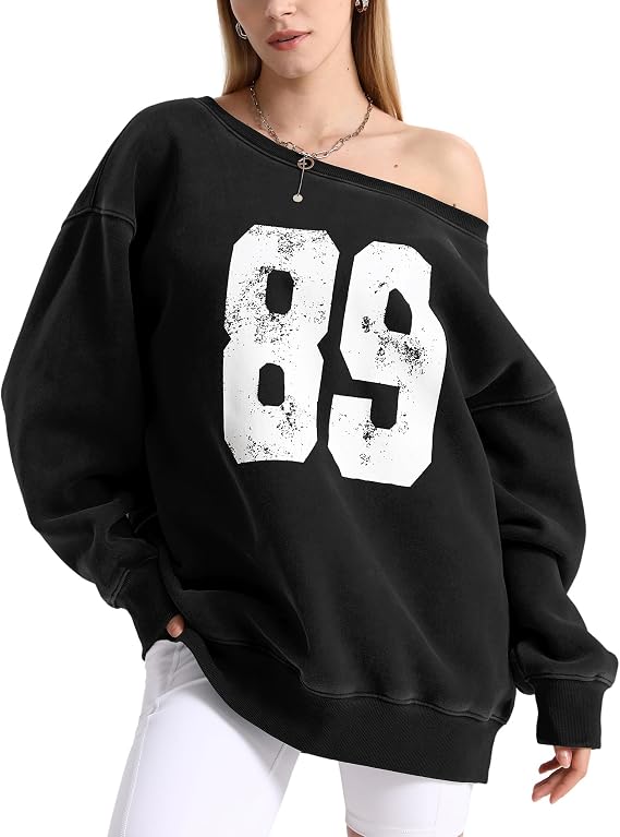 Hatant Off the Shoulder Sweatshirts Womens Graphic Hoodies Jersey Sweatshirts Off Shoulder Sweat Pullover Hoodies for Women