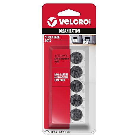 VELCRO Brand Sticky Back Coins, Black, 5/8 in, 15 Count