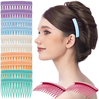 RC ROCHE ORNAMENT 12 Pcs Womens Girls Classic Side Slide Comb Premium Hair Accessory Pin Wide Teeth Solid Plastic Combs Bridal Pins Beauty Fashion Accessories, Medium Pastel Multicolor