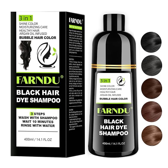 Black Hair Dye Shampoo for Women & Men Gray Hair Coverage