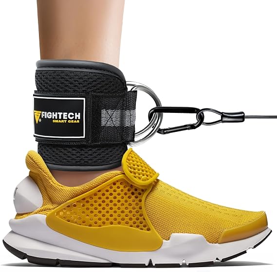 FIGHTECH Ankle Straps Cable Machine Attachment for Gym - Cable Kickback Ankle Straps - Padded Ankle Cuffs for Glute Kickbacks and Leg Workouts