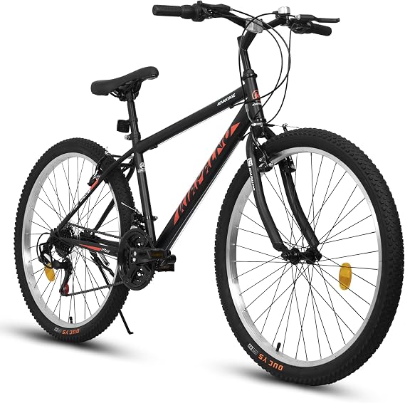 24 or 26 Inch Mountain Bike,Rigid,21-Speed,Dual V-Brake,Bicycle for Boy or Girl,Black Green,Free Return