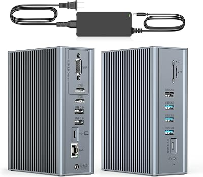 USB C Docking Station Dual Monitor, 15 in 1 USB C Dock Dual HDMI with 65W Power Supply, VGA, 7 USB, SDTF, Gigabit Ethernet, Universal Laptop Docking Station for MacBook ProAirDellHPSurfaceLenovo