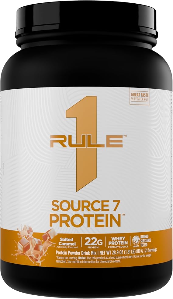Rule 1 Proteins Source 7 Protein, Salted Carmel, 21 Servings