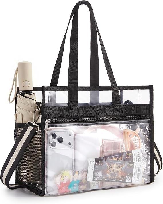 Missnine Clear Bag for Stadium Events, 12x6x12 Approved Tote Bag for Women