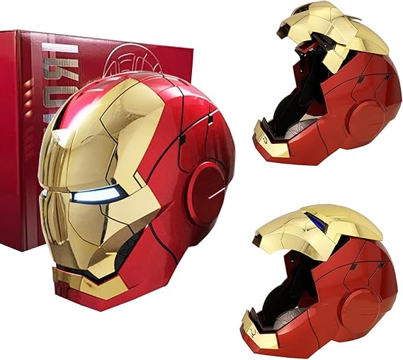 Iron-Man MK 5 Wearable Electronic Helmet: Voice & Remote Controlled, Perfect Super Hero Mask,Can Cosplay and Collectible Figures for Man and Teen for Halloween&Birthdayand&Christmas（Golden）