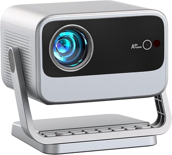 [4600 ANSI & Now with Netflix] 4K Projector with WiFi and Bluetooth, Auto Focus Keystone Smart Projector, Outdoor Projector with Adjustable Stand for Home Bedroom(silver)