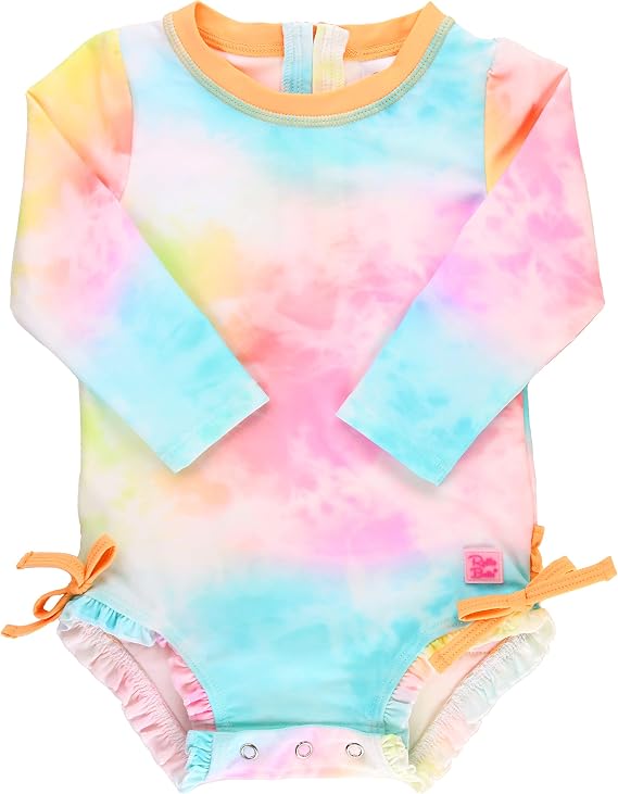RuffleButts Baby Girls Novelty Baby One Piece - UPF 50+ Rash Guard Swimsuit