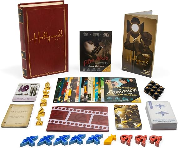 Facade Games Hollywood 1947 Deluxe Edition, Strategy for 1-9 Players | Ages 14 and Up, Social Deduction Game, Deluxe Upgrades: Tokens, Posters & Costumes Expansion