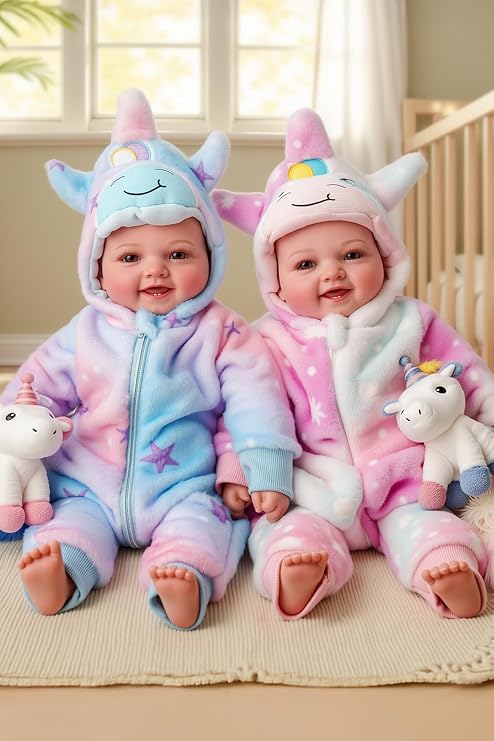 BABESIDE Baby Dolls Twins -17'' Cute Soft Body Realistic Newborn Twin Dolls