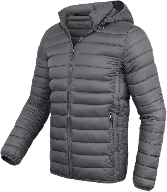Men's Lightweight Puffer Jacket Down Packable Jacket Winter Coat with Hood