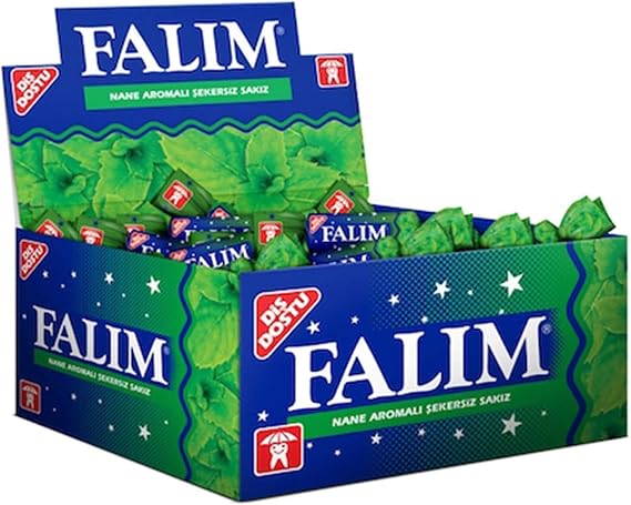 Falim Sugarless Plain Gum Individually Wrapped, Mint Flavored, 100 Piece