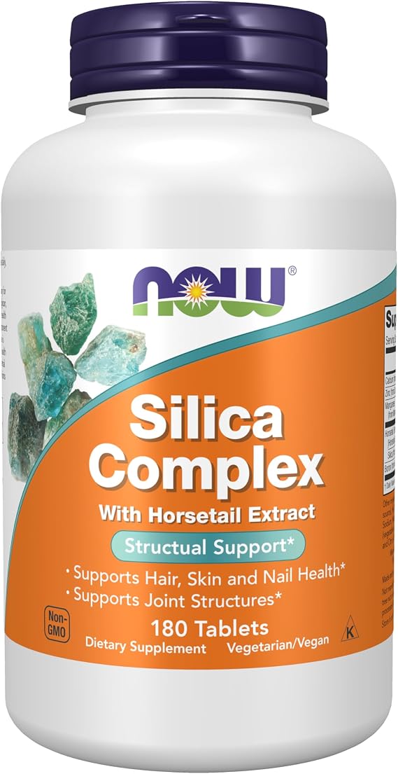 NOW Foods Supplements, Silica Complex with Horsetail Extract, Supports Hair, Skin and Nail Health*, Structural Support*, 180 Tablets