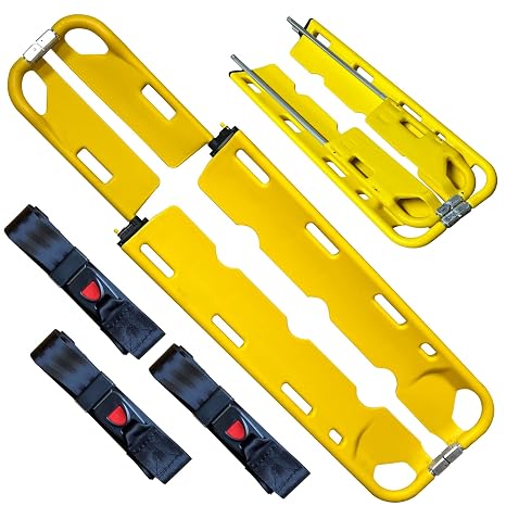 Portable Folding Stretcher, Medical Emergency Stretcher, Scoop Stretcher with Straps, Load Capacity 400lbs, for Patient Transfer, First Aid, Hospital, Ambulance, Rescue