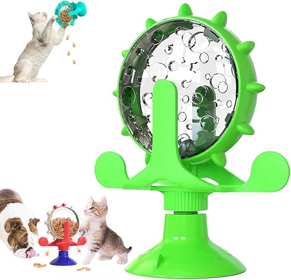 Food Spinning Windmill Dog,2-in-1 Interactive Dog Puzzle Toy & Slow Feeder,pet Puzzle Food Leaking Ball Toy,2025 New 360° Rotating Windmill Treat Dispenser,Cat Wheel Treat Dispensing Slow Feeder Toy