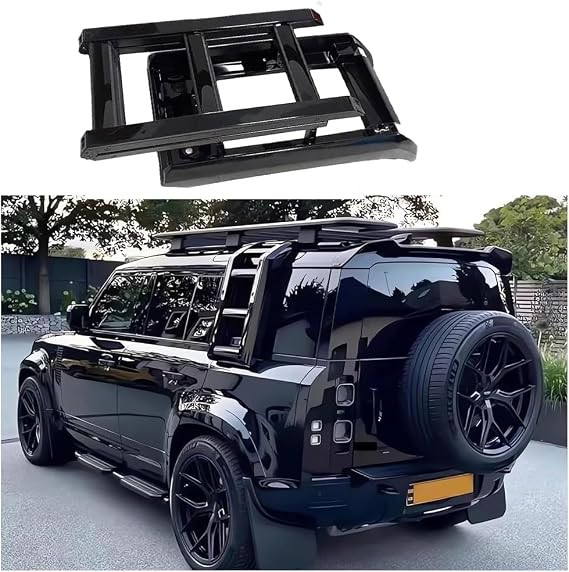 Foldable Liftable Ladder Protective Frame Fits for Defender 110 2020-2025 Side Ladder Rack (Black)
