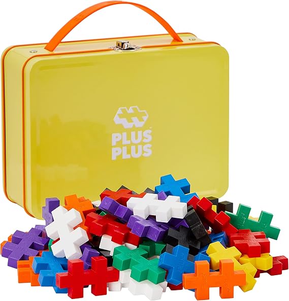 PLUS PLUS Big Metal Suitcase, Basic - 70 Large Building Blocks for Toddlers