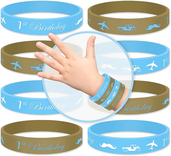 20 pc (A) 1st Birthday Boy Party Favors Wristband/Size Adult and Kids. (1stBirthdayBoy, Adult)