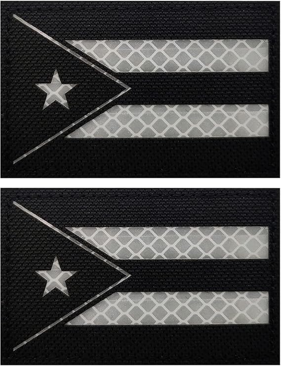 Reflective Puerto Rico Flag Applique Patches Puerto Rican Embroidered Applique Patches Sewing Fabric Funny Applique Patches Tactical Military Emblem Badges