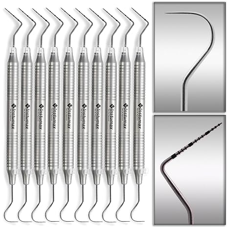 10Pcs Professional Dental Probe & Explorer Set - UNC15/23 Periodontal Instruments, 1-15mm Color-Coded, Lightweight Hollow Handle - for Dentists, Hygienists & Dental Schools