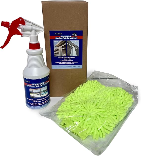 Alumashine Aluminum Patio Cover Cleaner | 24 oz Spray Bottle Kit with Microfiber Mitt