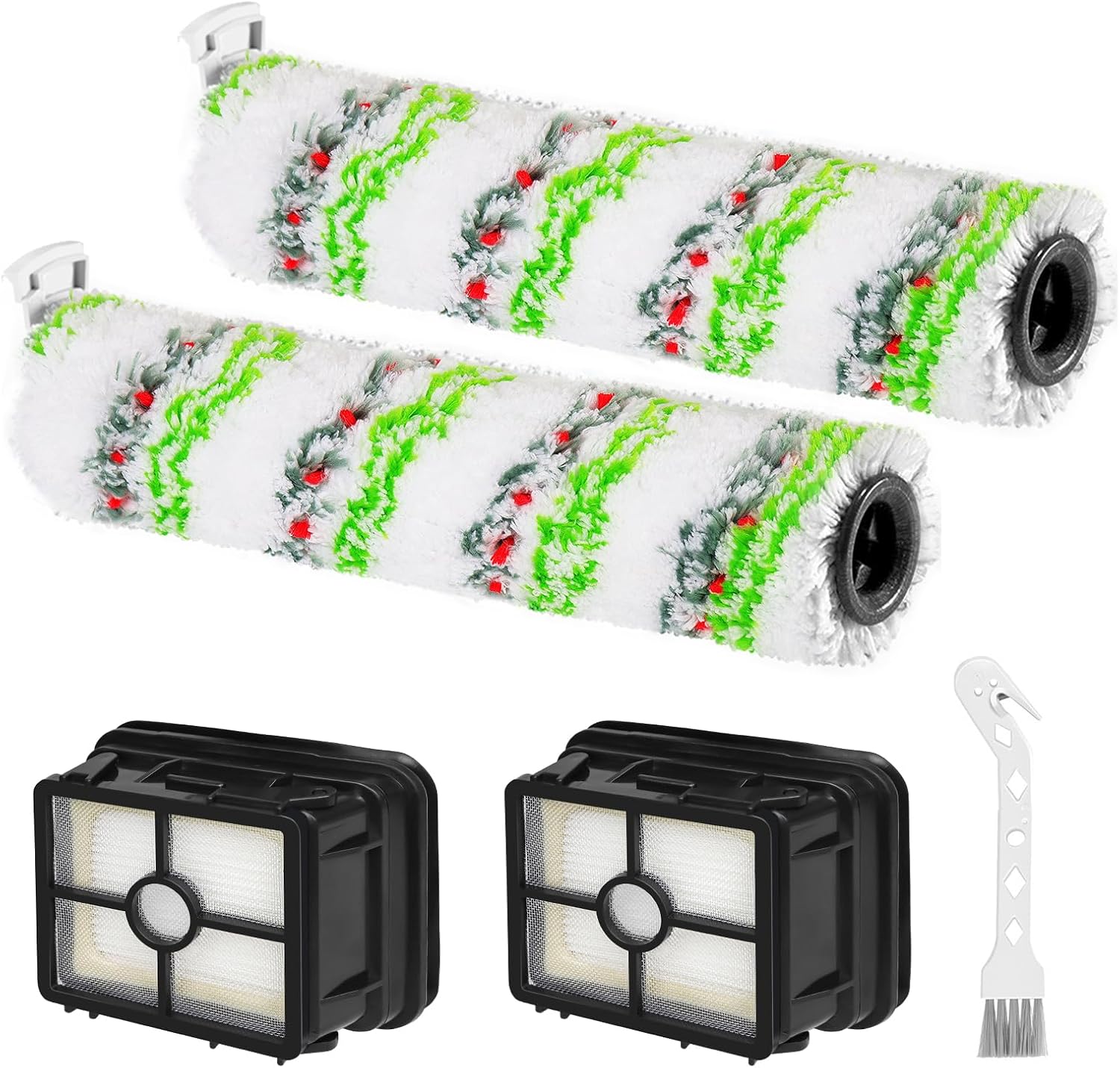 2 Pack Multi-Surface 2788 Pet Brush Rolls and 1866 Vacuum Filters Compatible with Bissell CrossWave Max 2554 2554A 2590 2593 2596, HydroSteam 35151 3515 35152 3513 3518 Vacuums, #Part 1618641, 1608684