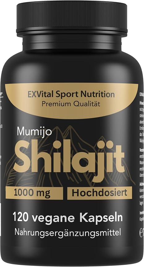 Mumijo Shilajit Capsules High Dose 1000 mg per Daily Dose The Original from the Himalayas 120 Capsules Vegan & Laboratory Tested