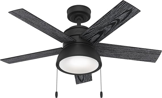 Hunter Fan Company, 51139, 44 inch Lilliput Matte Black Ceiling Fan with LED Light Kit and Pull Chain