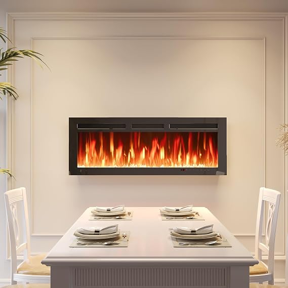 Black Embedded Wall Mounted Electric Fireplace