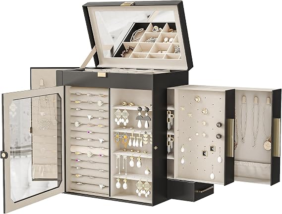HOOBRO Jewelry Box with Mirror, Travel Jewelry Organizer with Glass Window