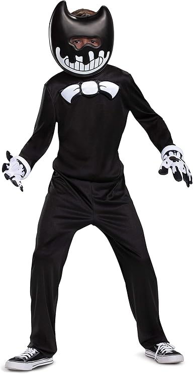 Disguise Ink Bendy Costume for Kids, Bendy and the Ink Machine Video Game Themed Character Jumpsuit, Classic Child Size Medium (7-8)
