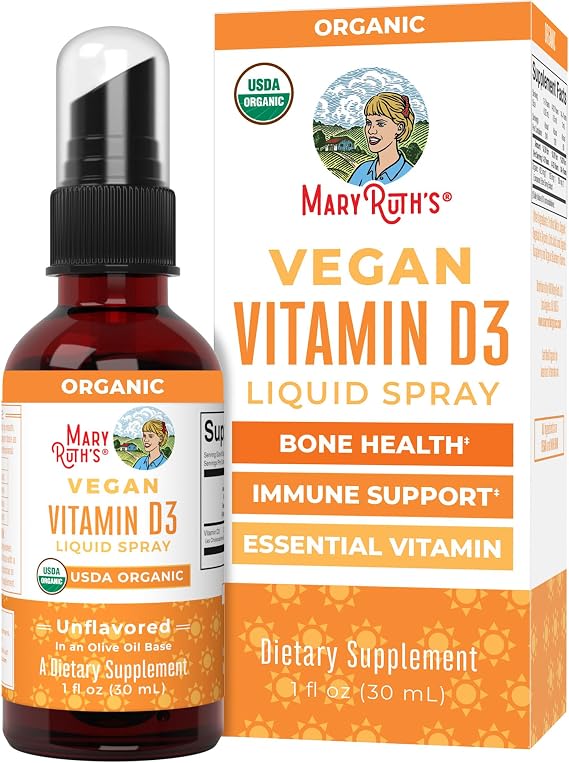 MaryRuth Organic Vitamin D Drops Spray, Adult & Kids Vitamin D, 30 Servings