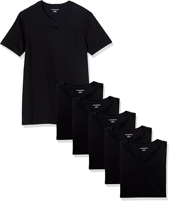 Amazon Essentials Men's V-Neck Undershirt, Breathable, Cotton, Pack of 6