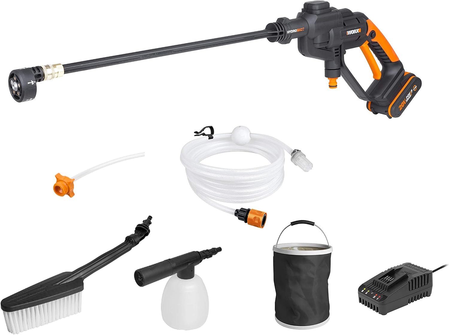 WORX WG620E.2 20Volt 2.0Ah. Li-ion 24 Bar Basınçlı Yıkama Tabancası  4 Parça Yıkama Seti