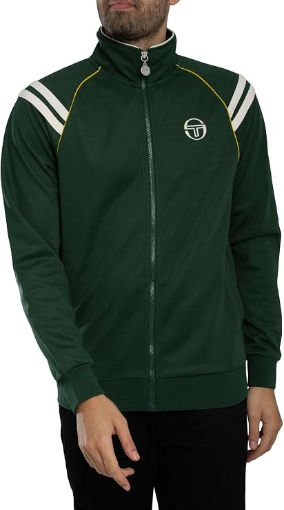 Sergio Tacchini Men's New Cortona Track Top Jacket Pine Needle/Gardenia