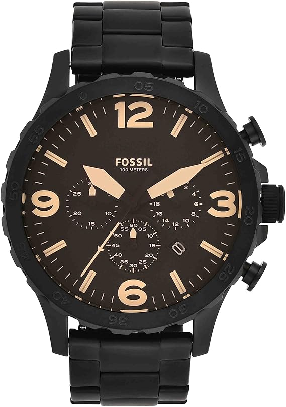 Fossil Nate Uhr für Herren Quarzwerk Chronograph mit Edelstahl- oder Lederarmband
