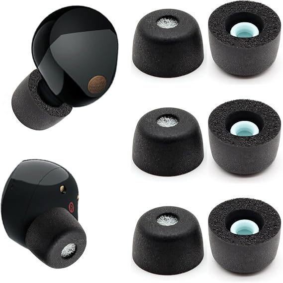 3 Pairs Memory Foam Eartips Ear Buds for Sony WF-1000XM6 & WF-1000XM5, Ear Tips Replacement Sony Ear Piece Foam Tips for WF-1000XM6/XM5 Fit Charging Case(Matt Surface, L)