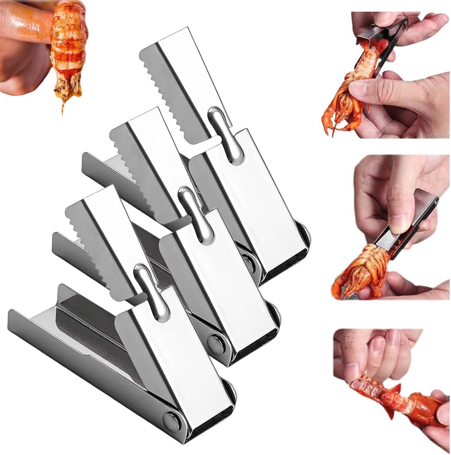 Crawfish Peeler Tool, 2025 New Stainless Steel Crawfish Sheller Tool for Peeling Shrimp Tails Crayfish Shelling Device Shrimp Peeler, Crayfish Shelling Device Seafood Tool for Kitchen Restaurant 3