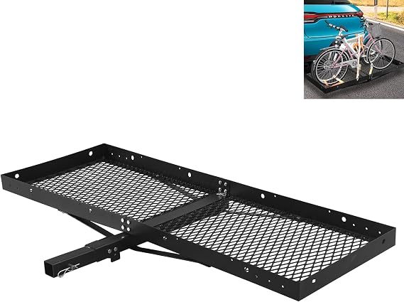 Elevate Outdoor Hitch Cargo Carrier Tray Aluminum 500 Lb. Capacity - Compatible with 2" Receivers,Folding Shank