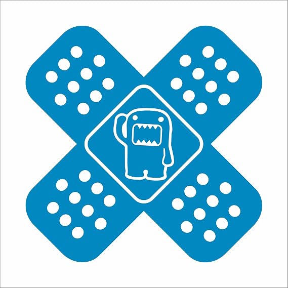 Sticker - Decal - JDM - Die Cut - domo kun Plaster Cross - 180x99 mm - JDM - Die Cut - Car - Truck - Bus - Window - Laptop - Coach - Rear Window - Light Blue