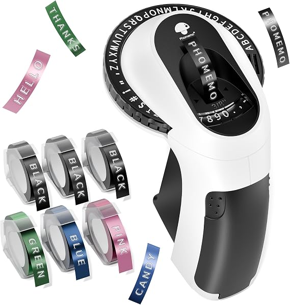 Phomemo Label Maker, Vintage Embossing Label Maker Machine with 6 Tapes