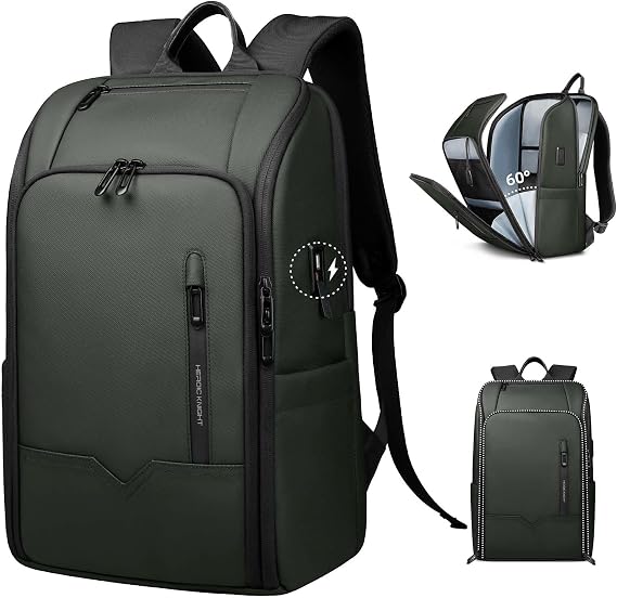 Mens Travel Laptop Backpack with USB Charging Port | Water Resistant Carry On Backpack for 15.6 Inch Computer, Anti-Theft Laptop Bag, 25L Weekender Business Work College