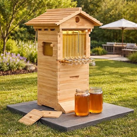 Bee Hive Starter Kit Automatic Beehive Box Set for Easy Beekeeping, Complete Bee Hive Boxes for Beginners
