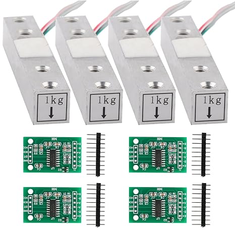 4sets Load Cell Load Cells kit Weight Sensor +HX711 A/D Amplifier Module Weighing Sensor for DIY Kitchen Scale (4sets(1kg + hx711))