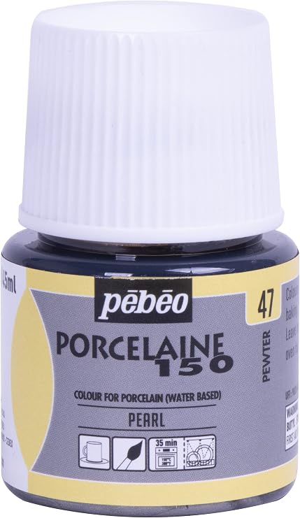 Pebeo Porcelaine 150 Ceramic Paint, 45 ml, Pewter